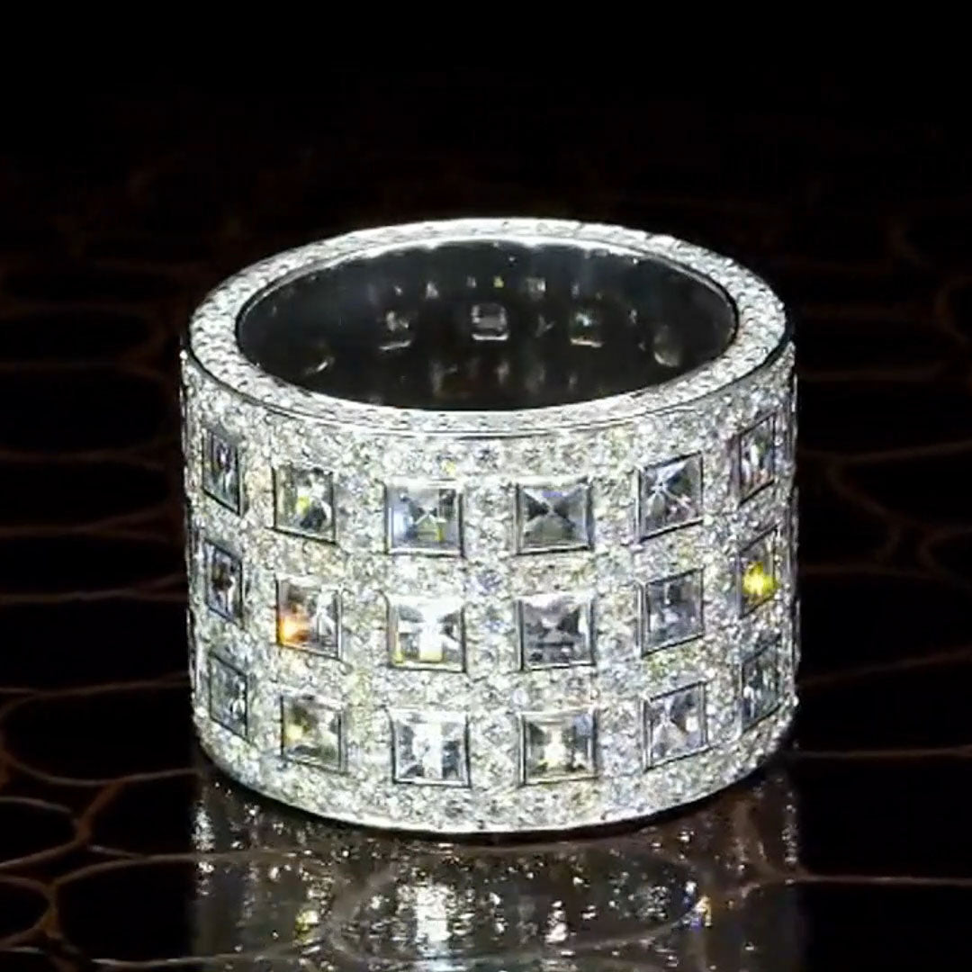 8.0Ctw Square-Cut Wideband Sapphire Band- JEWELBUYS