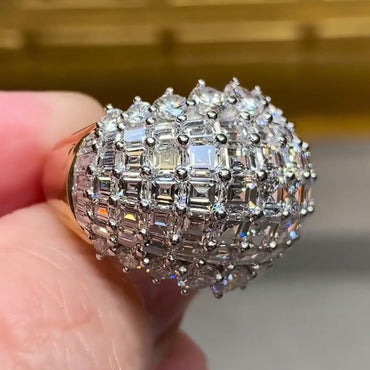 8ctw Baguette Cut White Sapphire Stunning Large Dome Ring-JEWELBUYS