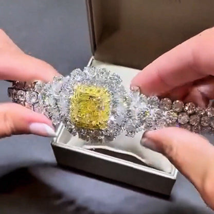 77ctw Radiant Cut Fancy Yellow Sapphire Luxury Bracelet-JEWELBUYS