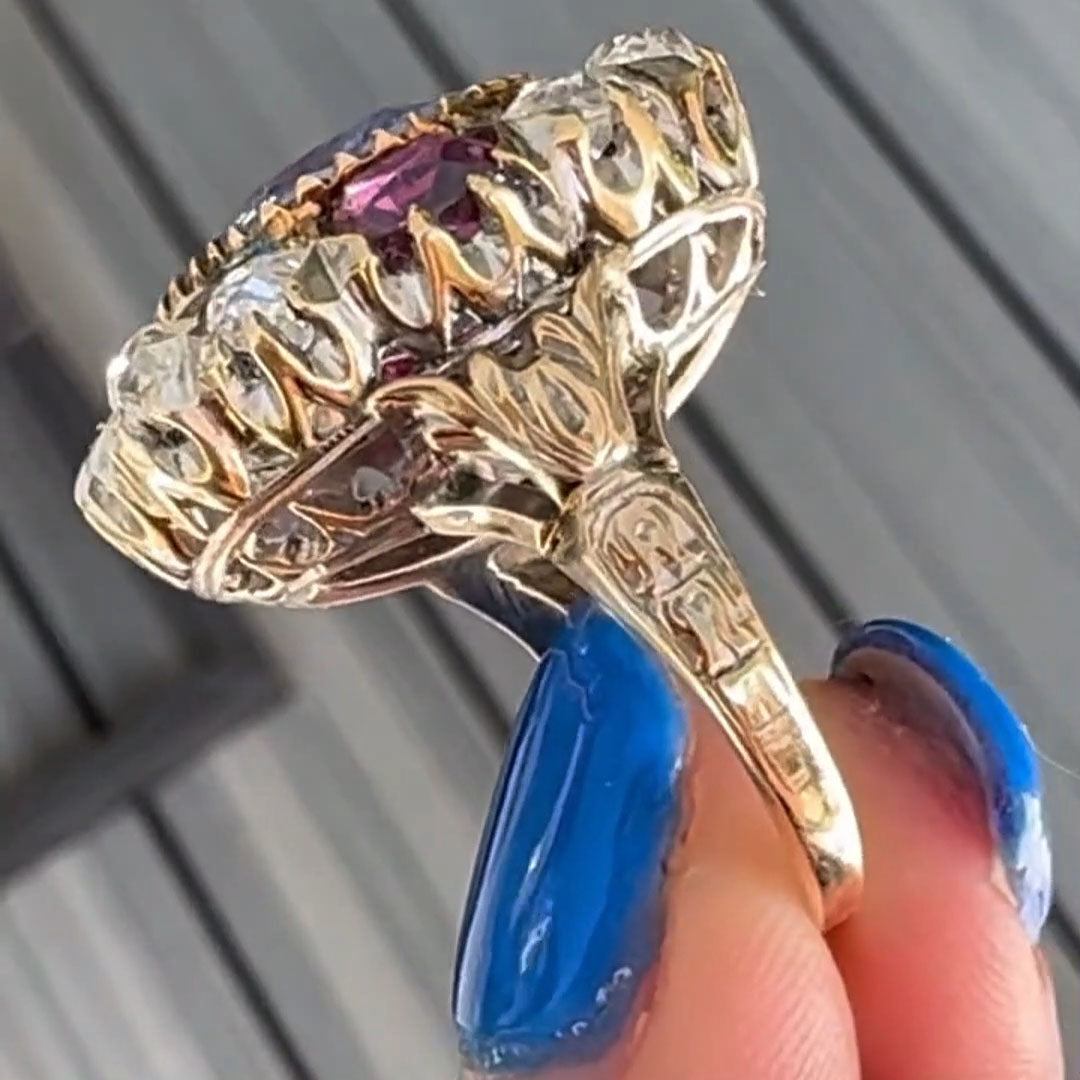 9Ctw Red White Blue Sapphire Vintage Ring-JEWELBUYS