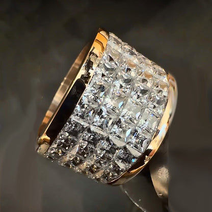 4.0Ctw Princess Cut Invisible Sapphire Wide Ring-JEWELBUYS