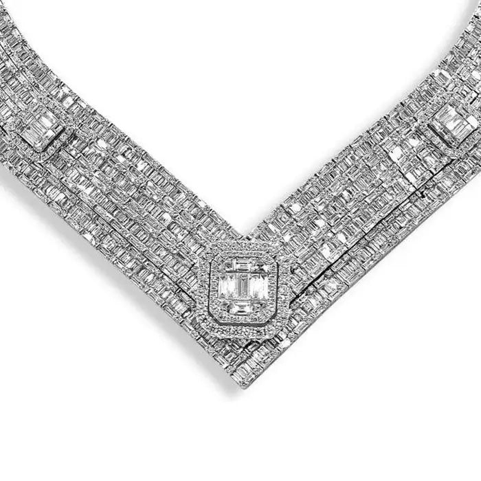 51.32Ctw Luxury Necklace with Round and Rectangular Cut Sapphires-JEWELBUYS
