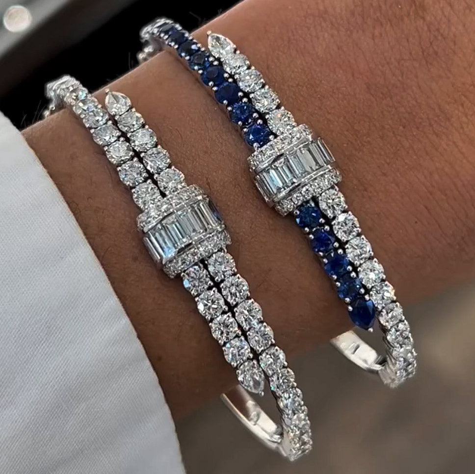Stunning 5.5Ctw Blue and White Sapphire Bracelet-JEWELBUYS