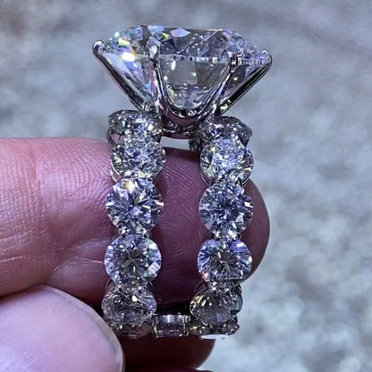 Beautiful 8.0ct Round Cut Double Ring Engagement Ring -JEWELBUYS