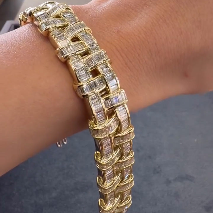 5Ctw Classic braided design baguette sapphire bracelet-JEWELBUYS