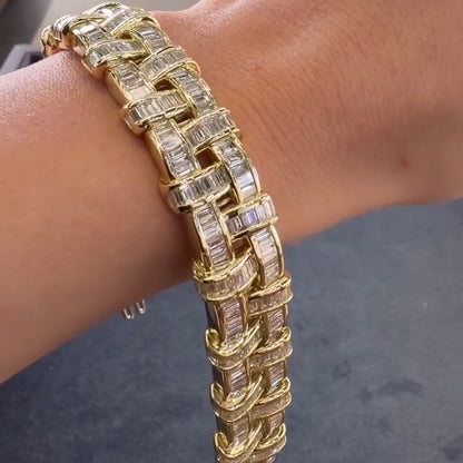 5Ctw Classic braided design baguette sapphire bracelet-JEWELBUYS