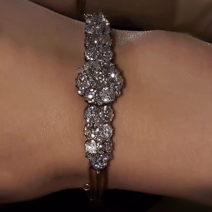 6.5Ctw Round White Sapphire Cluster Vintage Bracelet-JEWELBUYS