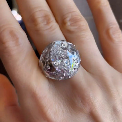 Exquisite 8 ctw Oval Cut White Gemstone Galaxy Ring -JEWELBUYS