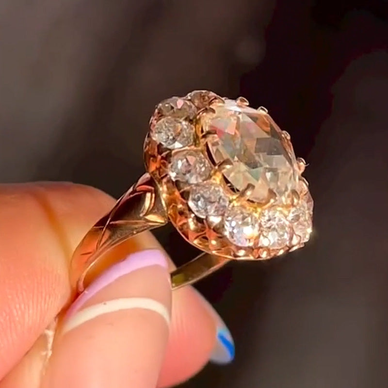 2.71ct Cushion Rose Cut Vintage Style Engagement Ring-JEWELBUYS