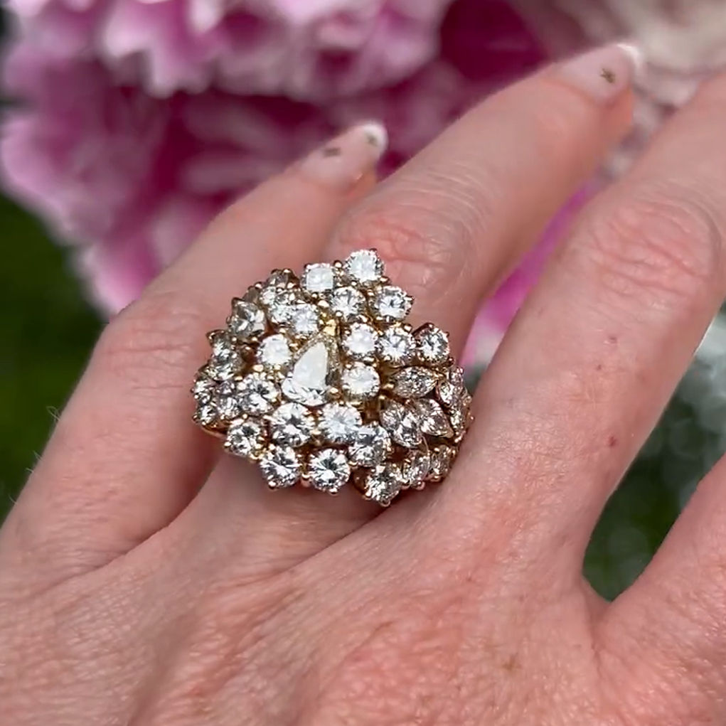 Gorgeous 4 ctw Multi-Cut White Gemstone Cluster Ring -JEWELBUYS