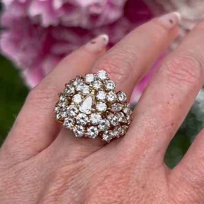 Gorgeous 4 ctw Multi-Cut White Gemstone Cluster Ring -JEWELBUYS