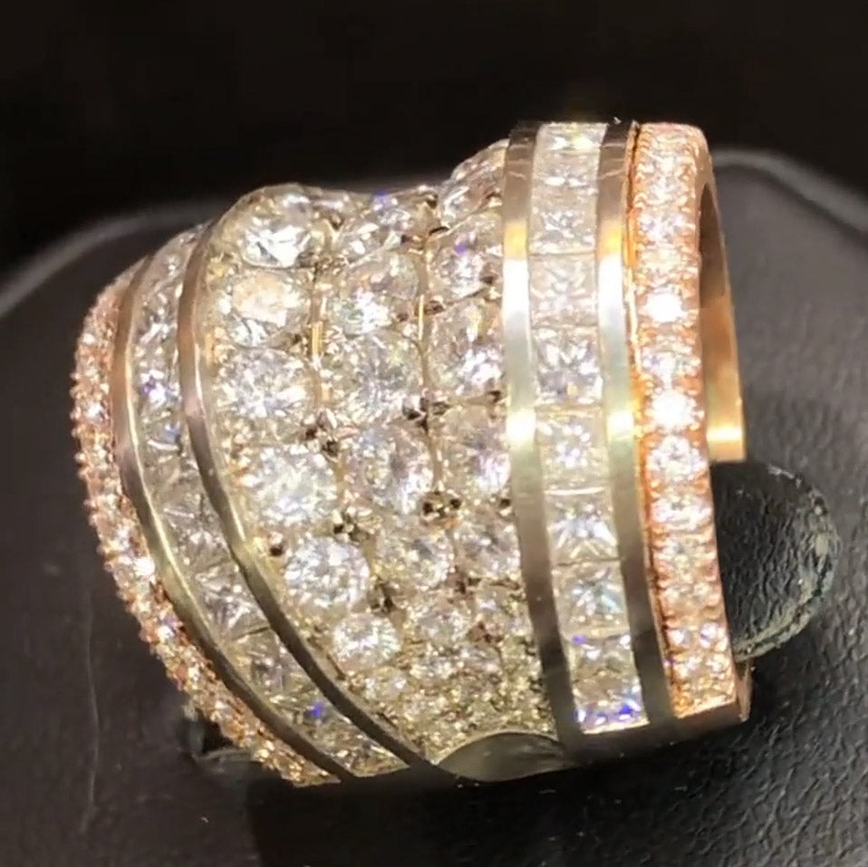 6.0ctw Round and Princess Square Cut White Sapphire Eternity Seven Row Sapphire Ring-JEWELBUYS