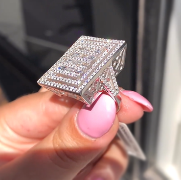 Unique 2 ctw Round & Baguette Cut White Stone Pavé Ring -JEWELBUYS