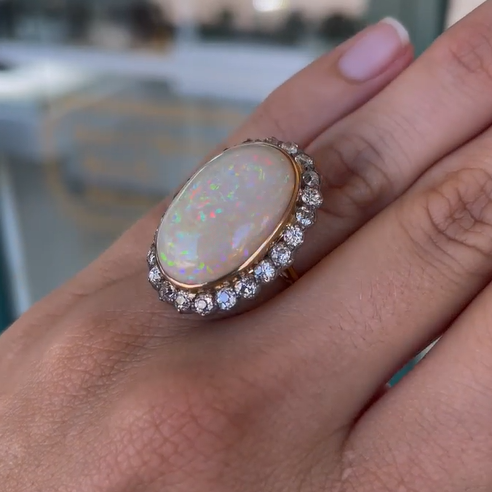 20ctw White Opal Aperture Classic Ring - JEWELBUYS