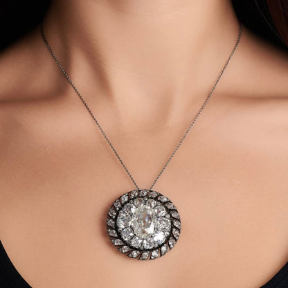 13.04Ctw Vintage Style Sapphire Brooch and Pendant Necklace-JEWELBUYS