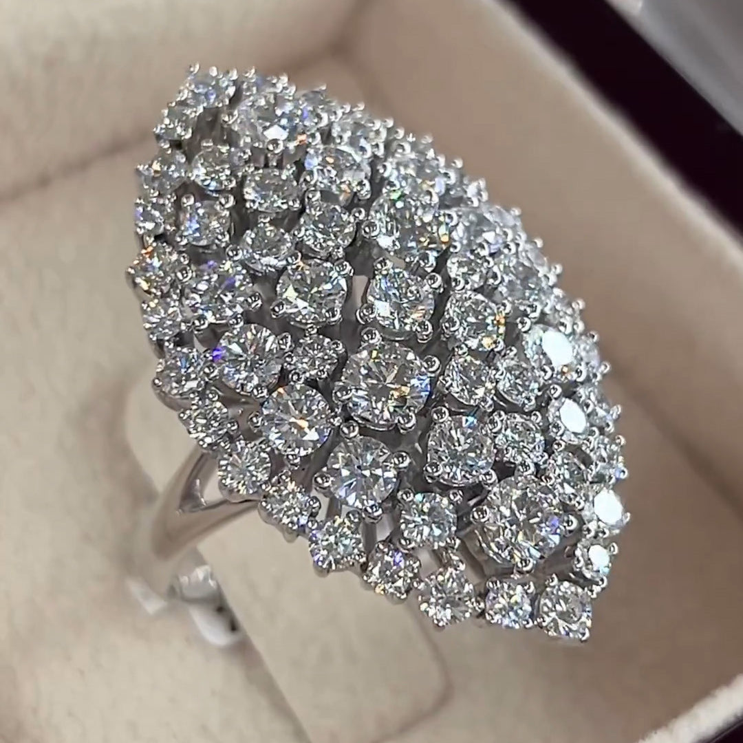 5.0ctw Cluster Cocktail Party White Sapphire Ring -JEWELBUYS