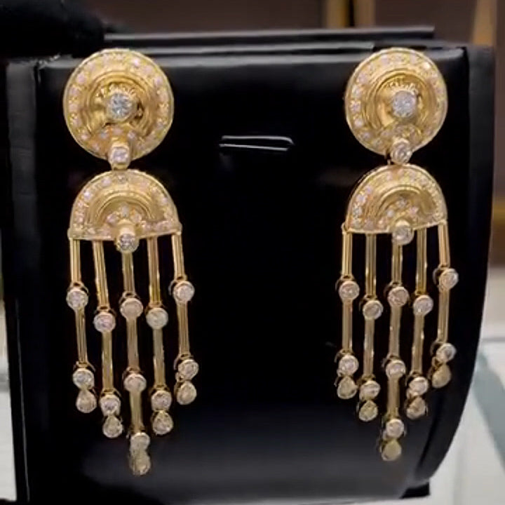 1.0Ctw Vintage Round Sapphire Tassel Earrings-JEWELBUYS