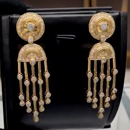 1.0Ctw Vintage Round Sapphire Tassel Earrings-JEWELBUYS