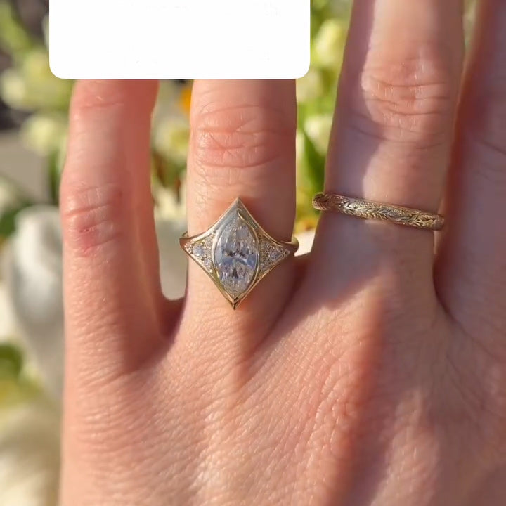 1.5Ctw marquise-cut sapphire sacred cross engagement ring-JEWELBUYS
