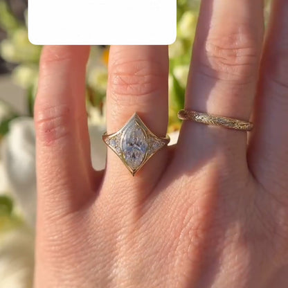 1.5Ctw marquise-cut sapphire sacred cross engagement ring-JEWELBUYS