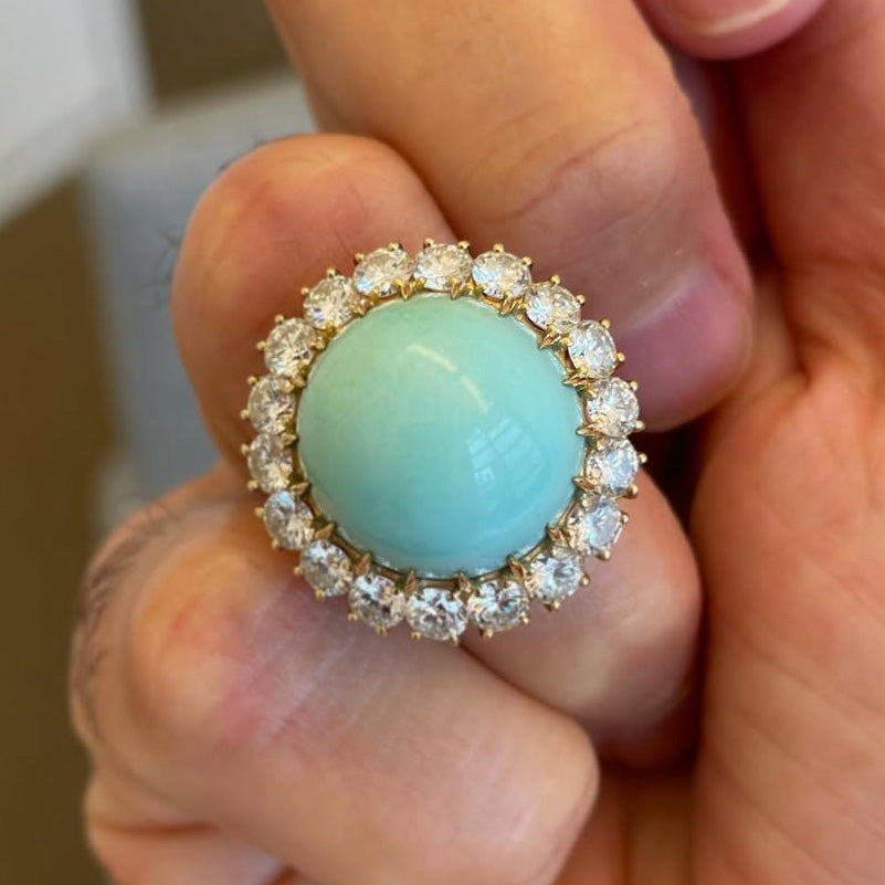 Vintage turquoise rings and earrings-JEWELBUYS