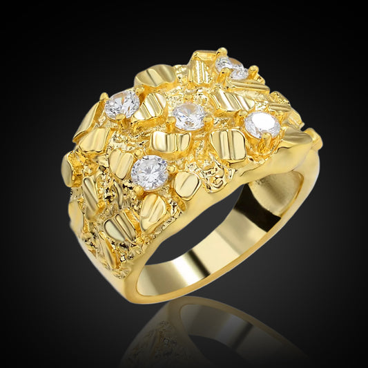 6ct Round Cut Nugget Ring in Gold-JEWELBUYS