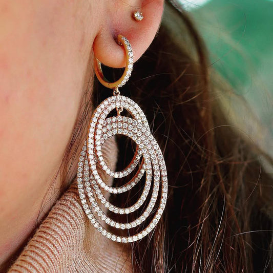2.49ctw Round Sapphire Hoop Elegant Earrings- JEWELBUYS