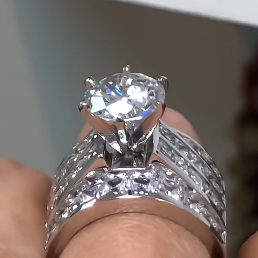 Gorgeous 6 ctw Round Cut White Stone Engagement Ring for Men and Women -JEWELBUYS