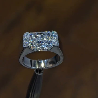 4.26ctw Radiant-Cut Men's Sapphire Engagement Ring-JEWELBUYS