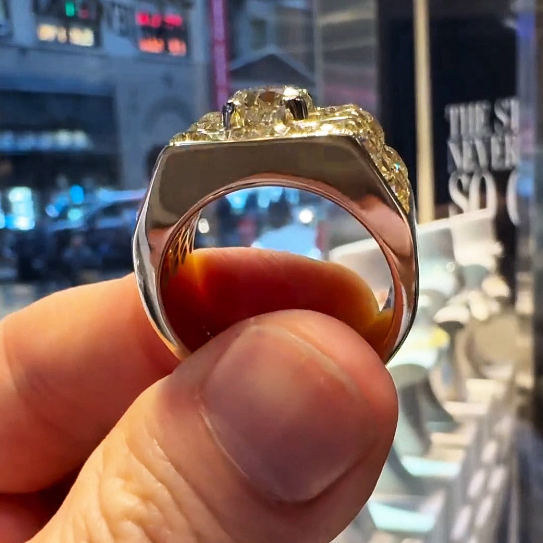 8.0ctw Gold Gemstone Cocktail Wide Shank Ring -JEWELBUYS