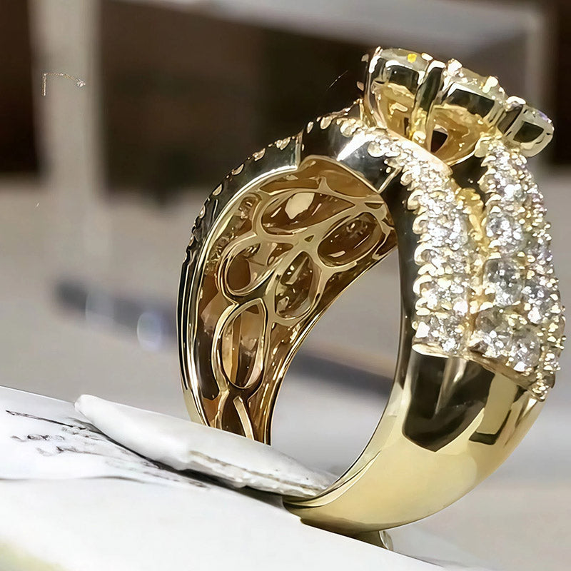 3.0Ctw Round Cut Sapphire Elegant Flower Ring-JEWELBUYS