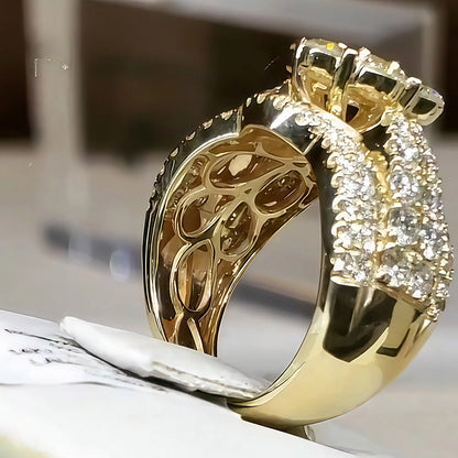 3.0Ctw Round Cut Sapphire Elegant Flower Ring-JEWELBUYS