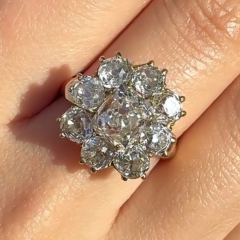 6.8Ctw Vintage-cut Rose-shaped Sapphire Ring- JEWELBUYS