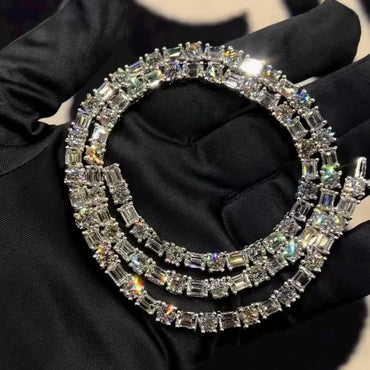 49ctw Emerald & Round Cut White Sapphire Necklace-JEWELBUYS