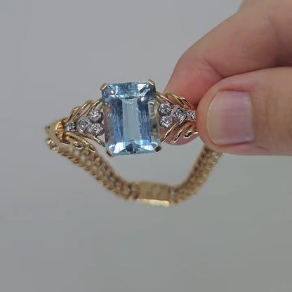 16Ct Emerald-Cut Aquamarine Cute Bracelet-JEWELBUYS
