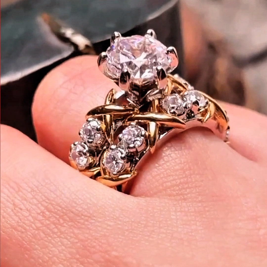 7.0ctw Cross Cross Gemstone Set Ring -JEWELBUYS