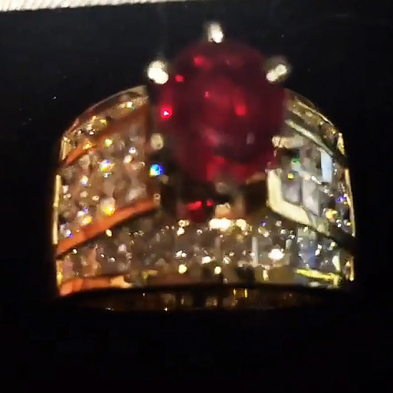 6.0ctw Classic Cut Sapphire and Ruby Engagement Ring-JEWELBUYS