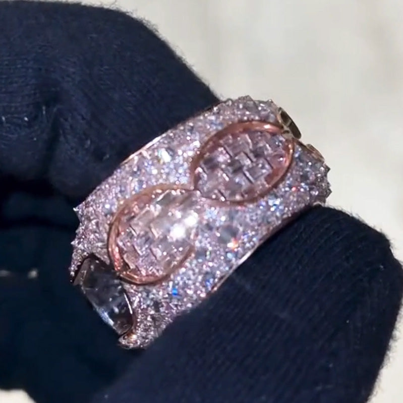 8.0ctw Oval Cut White Sapphire Mosaic Engagement Ring-JEWELBUYS