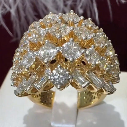 3.65ctw Round and Baguette Cut Exquisite Five Row Gemstone Ring-JEWELBUYS