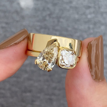 2.4ctw two stone two piece gold diamond ring set - JEWELBUYS