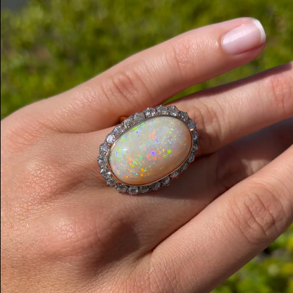 20ctw White Opal Aperture Classic Ring - JEWELBUYS