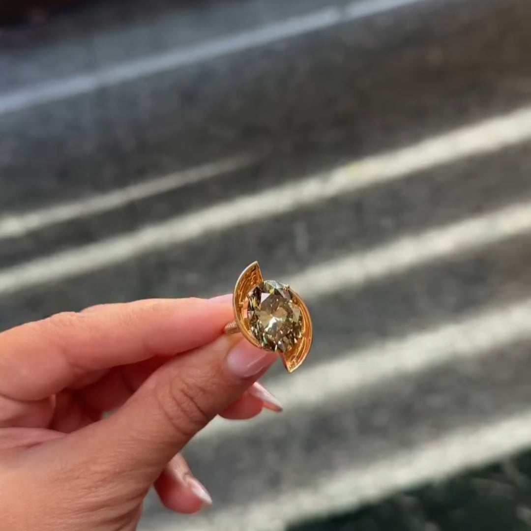 5.0ctw Oval Cut Yellow Sapphire Engagement Ring in Gold-JEWELBUYS