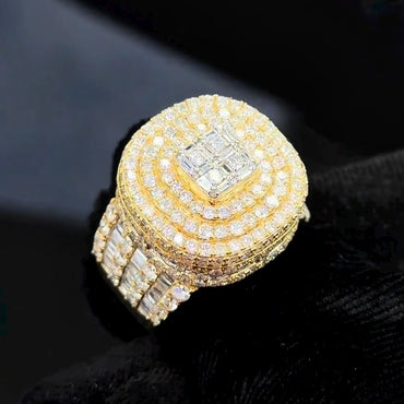 5.57ctw Full Ice Baguette and Round Sapphire Ring-JEWELBUYS