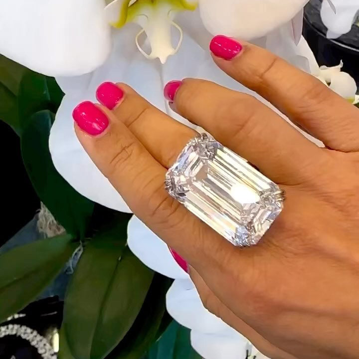 17.5Ct Emerald-Cut Giant Sapphire Engagement Ring-JEWELBUYS