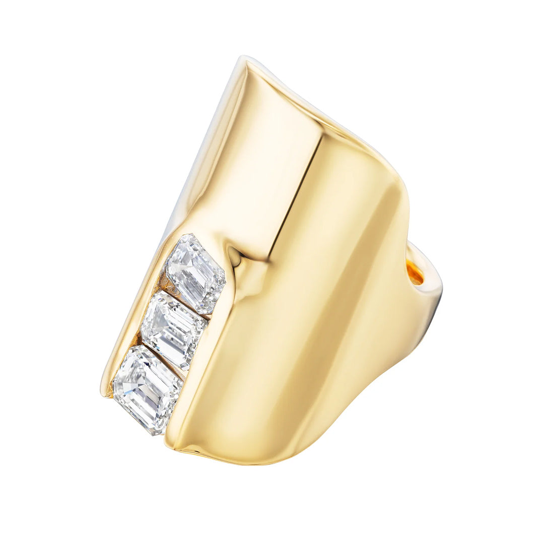 2.52Ctw Emerald-cut Mechanical Shield Sapphire Ring-JEWELBUYS