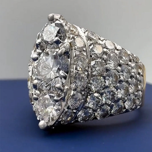 5.0Ctw Round Cut Sapphire Full-Set Engagement Ring- JEWELBUYS