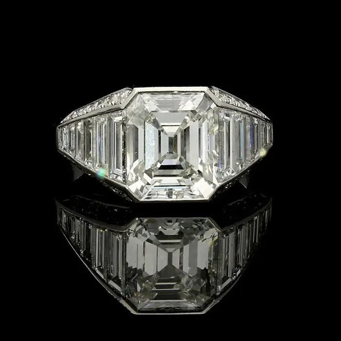 5.0Ctw Emerald Step-Cut Sapphire Engagement Ring-JEWELBUYS