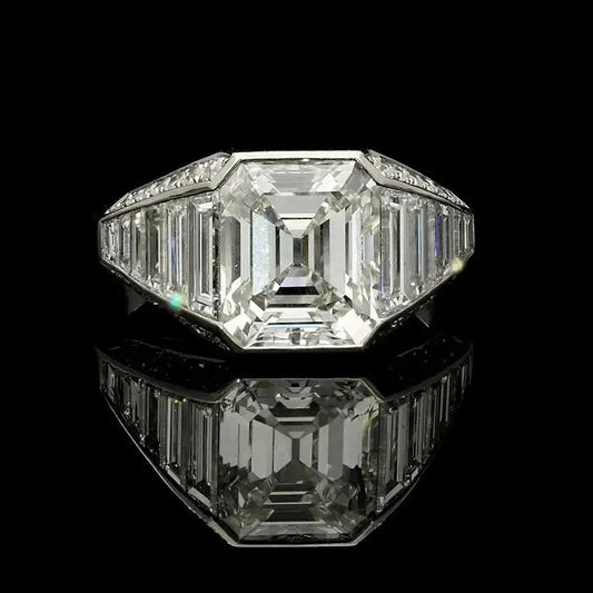 5.0Ctw Emerald Step-Cut Sapphire Engagement Ring-JEWELBUYS