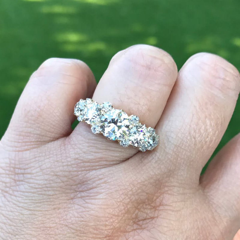 3.5ctw Old European Cut Retro Style Sapphire Band-JEWELBUYS