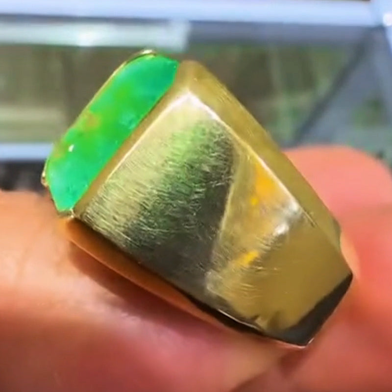 8.0ct Octagonal Cut Colombian Emerald Gold Ring-JEWELBUYS